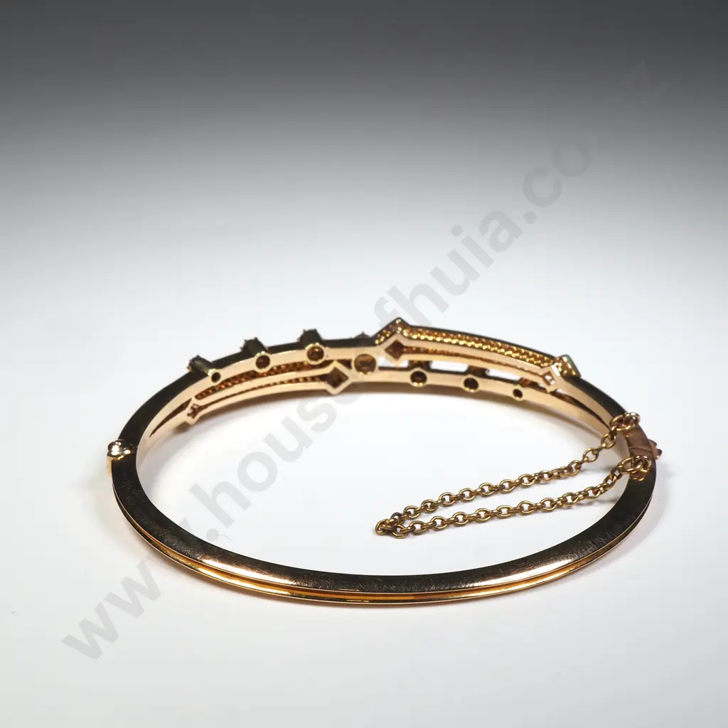 Antique 18ct Gold Diamond & Seed Pearl Bracelet in Period Case w Valuation For $7,900.00 Image 1++