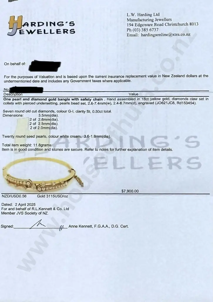 Antique 18ct Gold Diamond & Seed Pearl Bracelet in Period Case w Valuation For $7,900.00 Image 1++