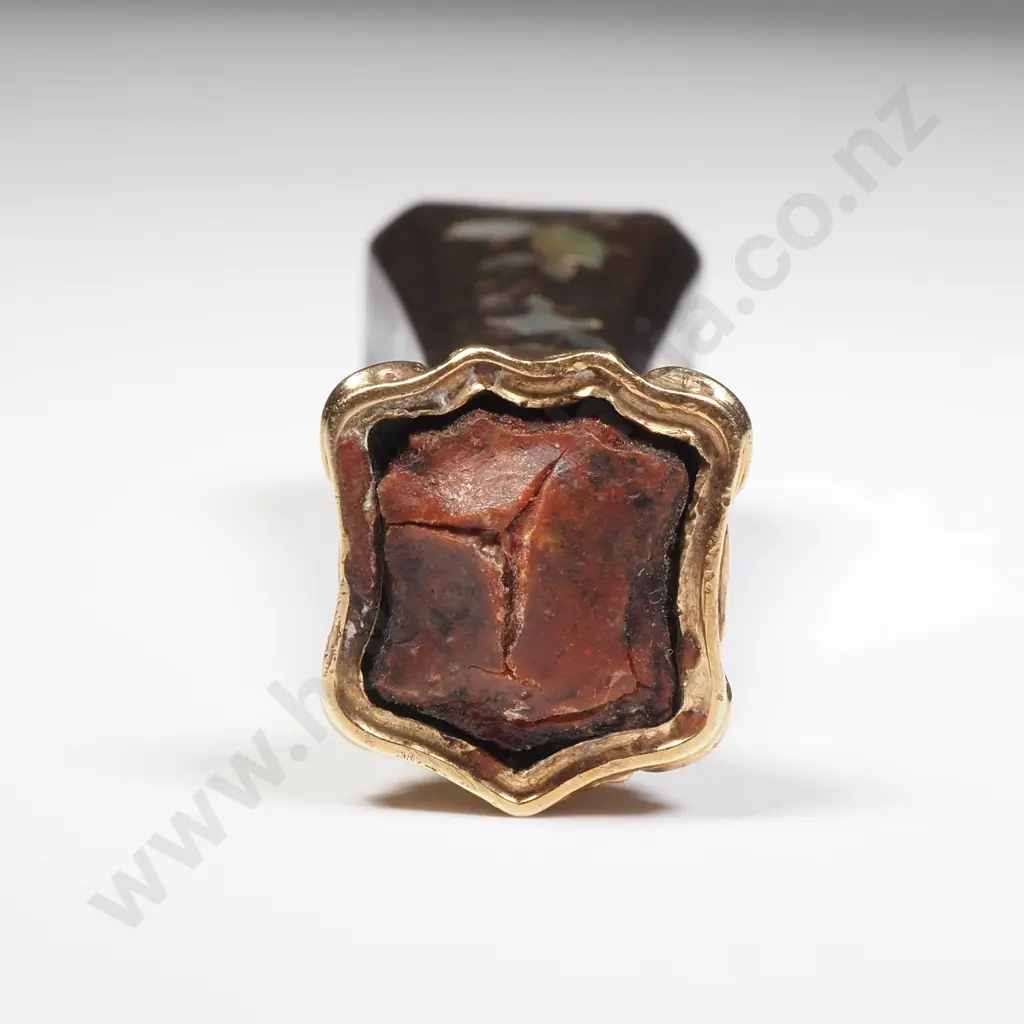 Antique Mother of Pearl Engraved Papier Mache Gold Seal A/F Image 1++