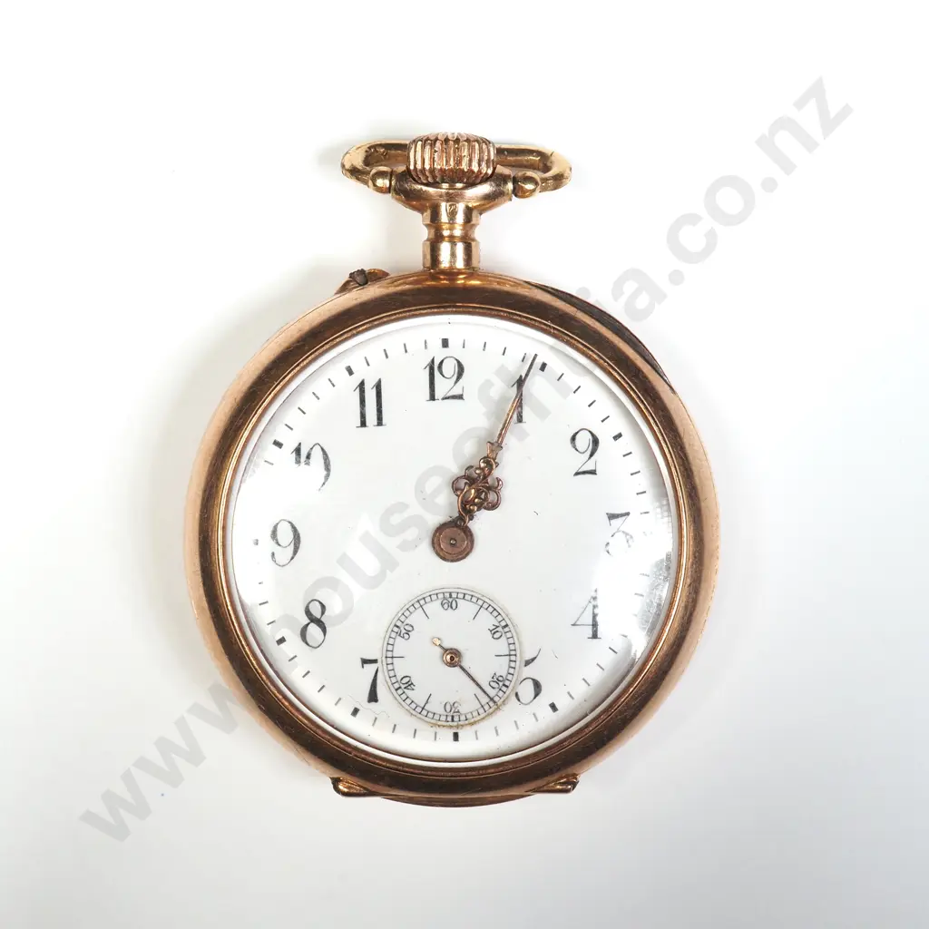 14ct Gold Open Faced Ladies Pocket Watch Image 1++