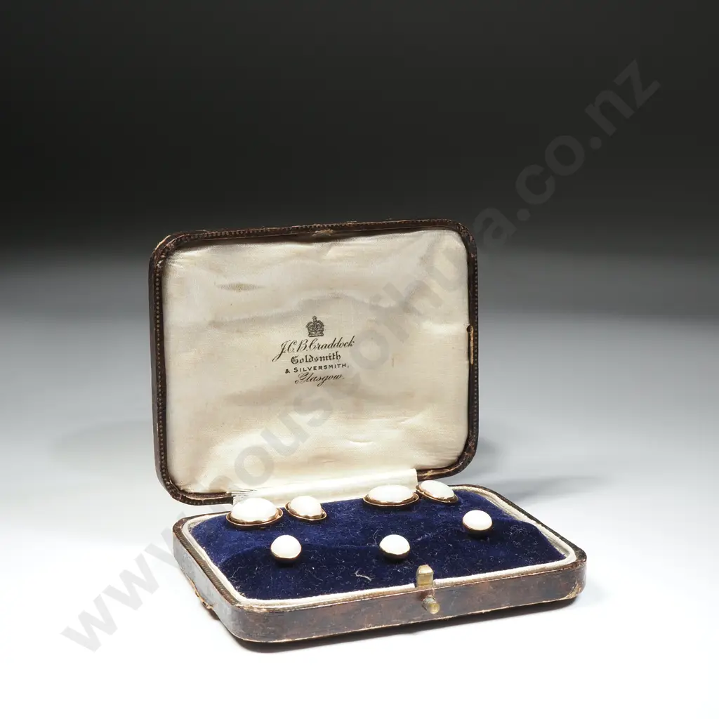 Antique Cased Gold & Opal Cufflinks & Shirt Studs Image 1++