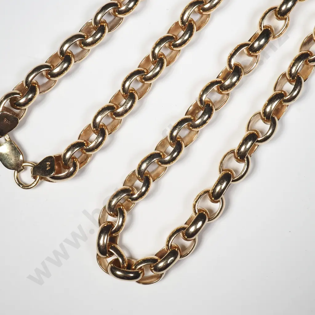 9ct Gold Belcher Necklace w Valuation $32,400 Image 1++