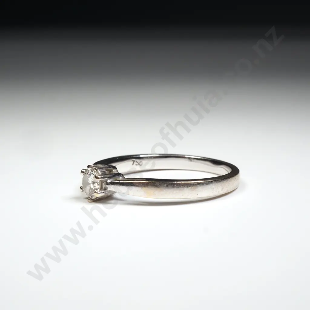 18ct White Gold Diamond Solitaire Ring w Valuation for $2,800 Image 1++