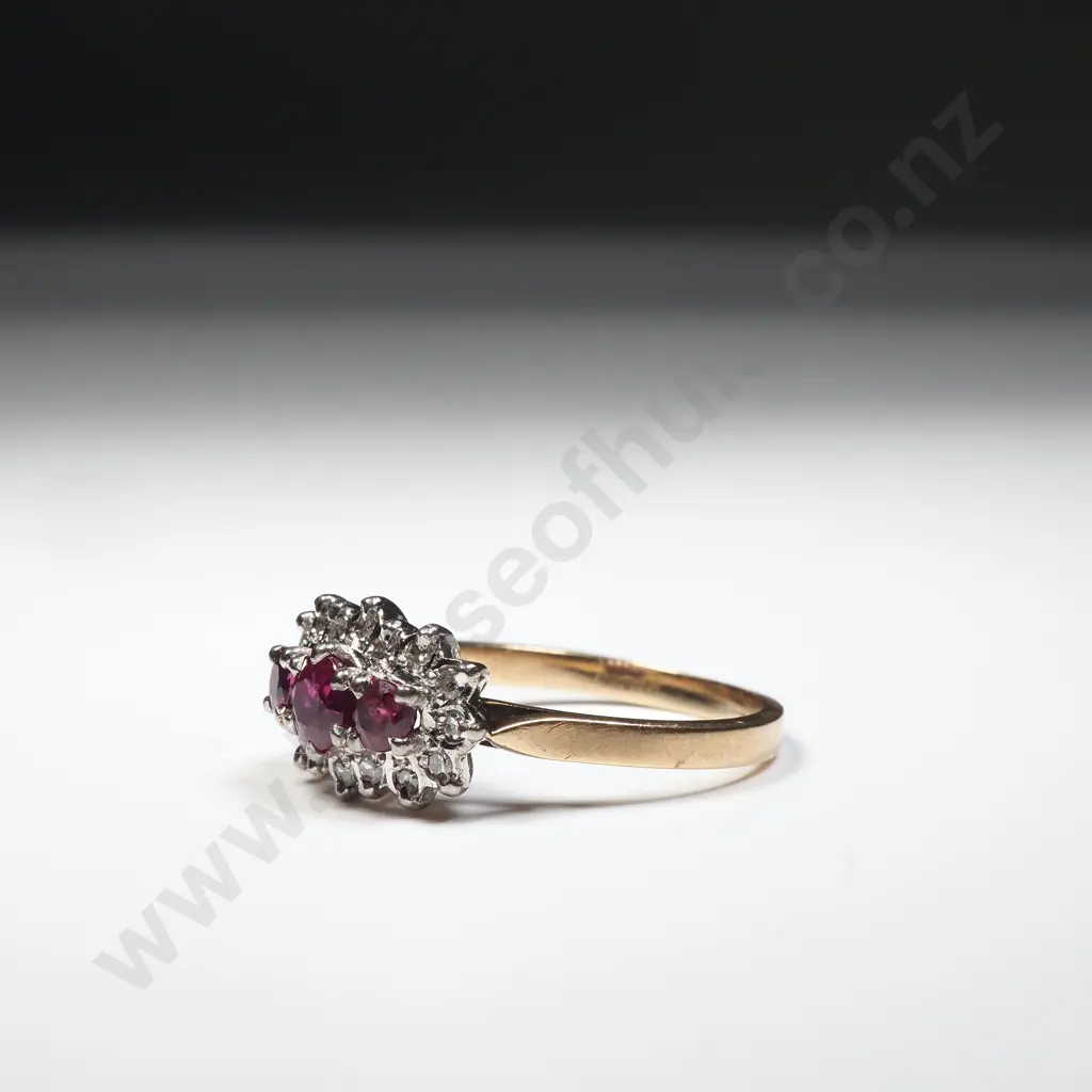 9ct Gold Diamond & Ruby Ring w Valuation for $2,675 Image 1++