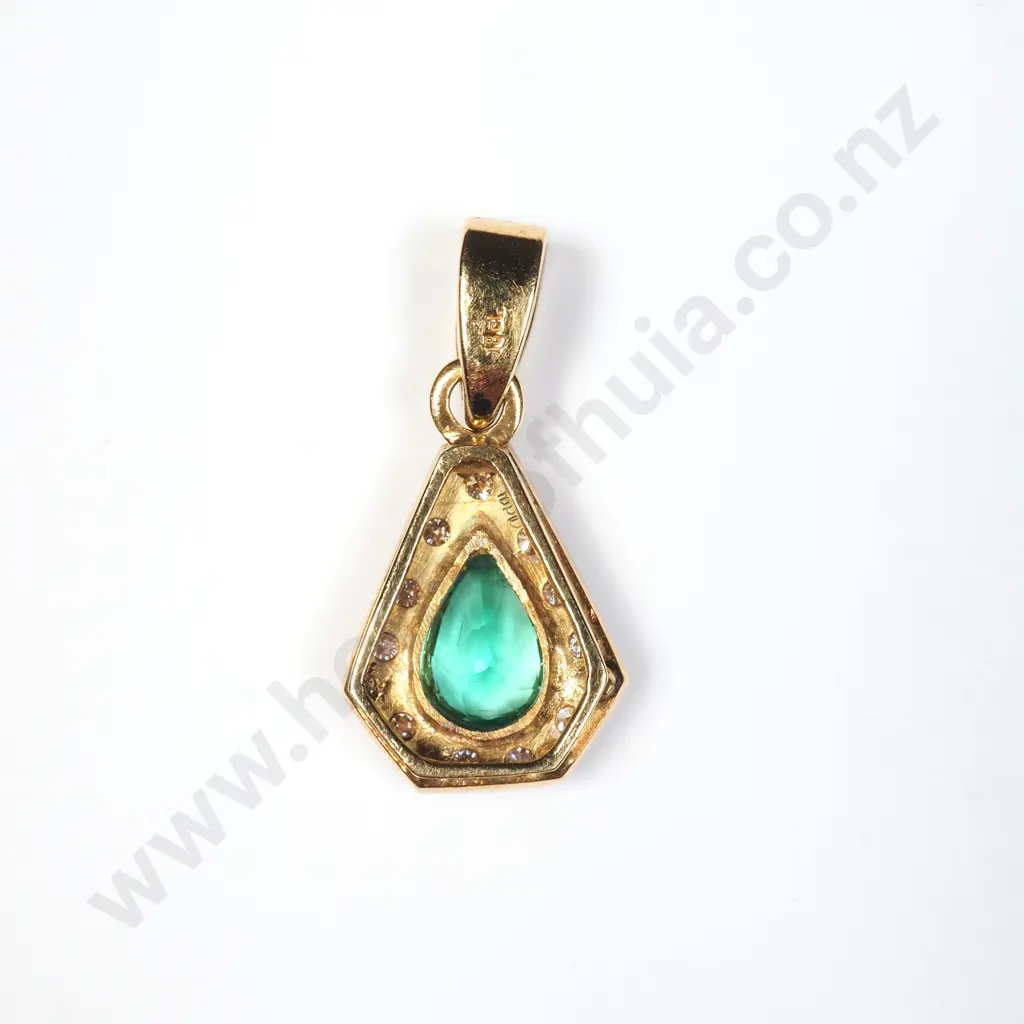 18ct Gold Emerald & Diamond Pendant w Valuation for $3,825 Image 1++