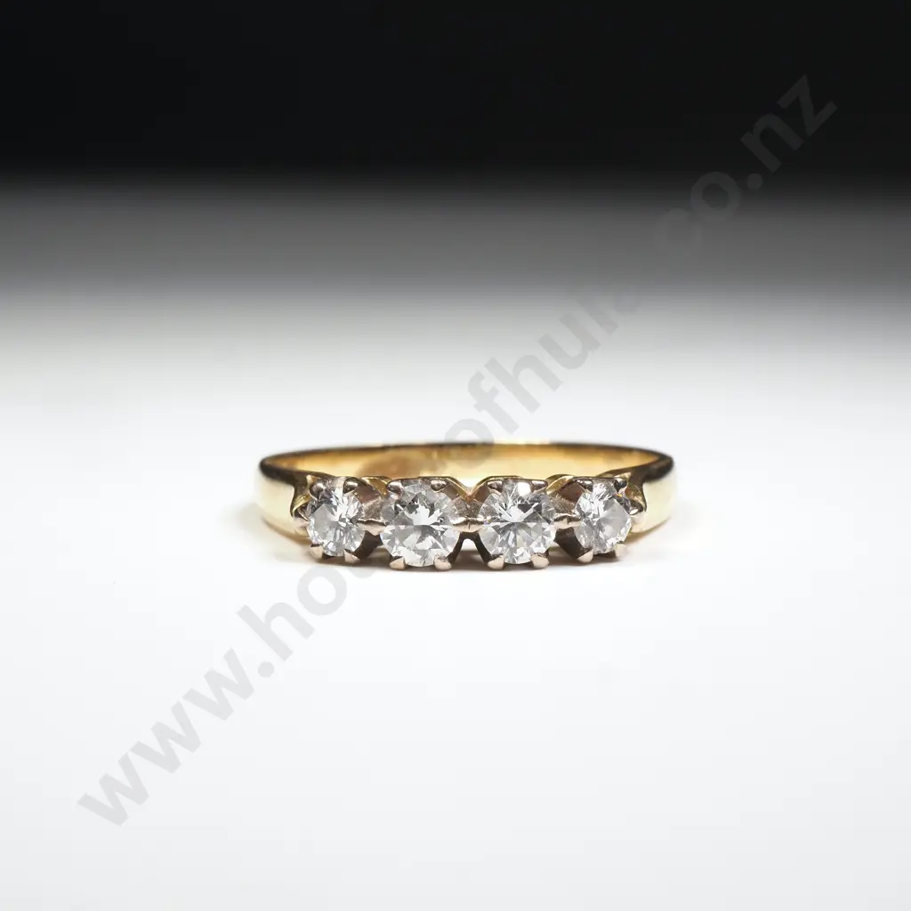 18ct  Vintage Gold Five Stone Diamond Ring Image 1++
