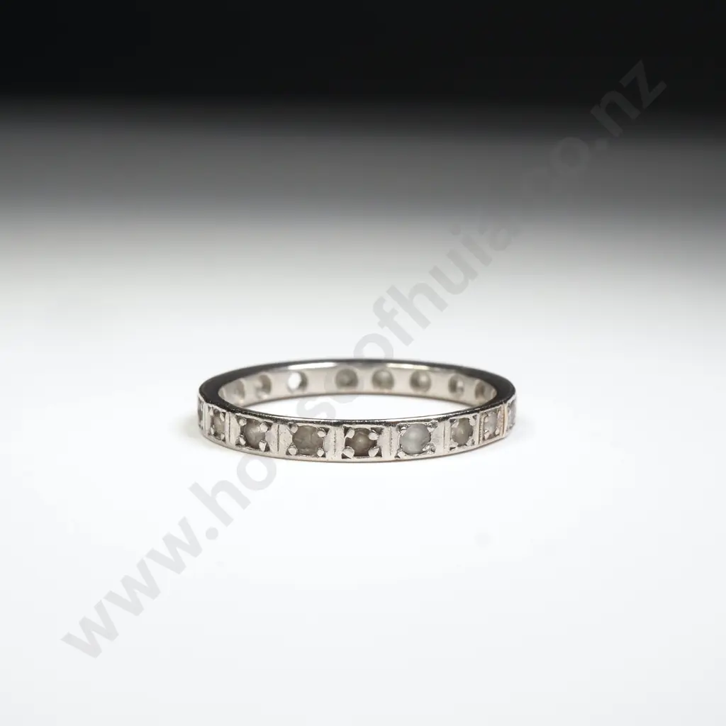 Vintage Platinum & White Stone Eternity Ring Image 1++