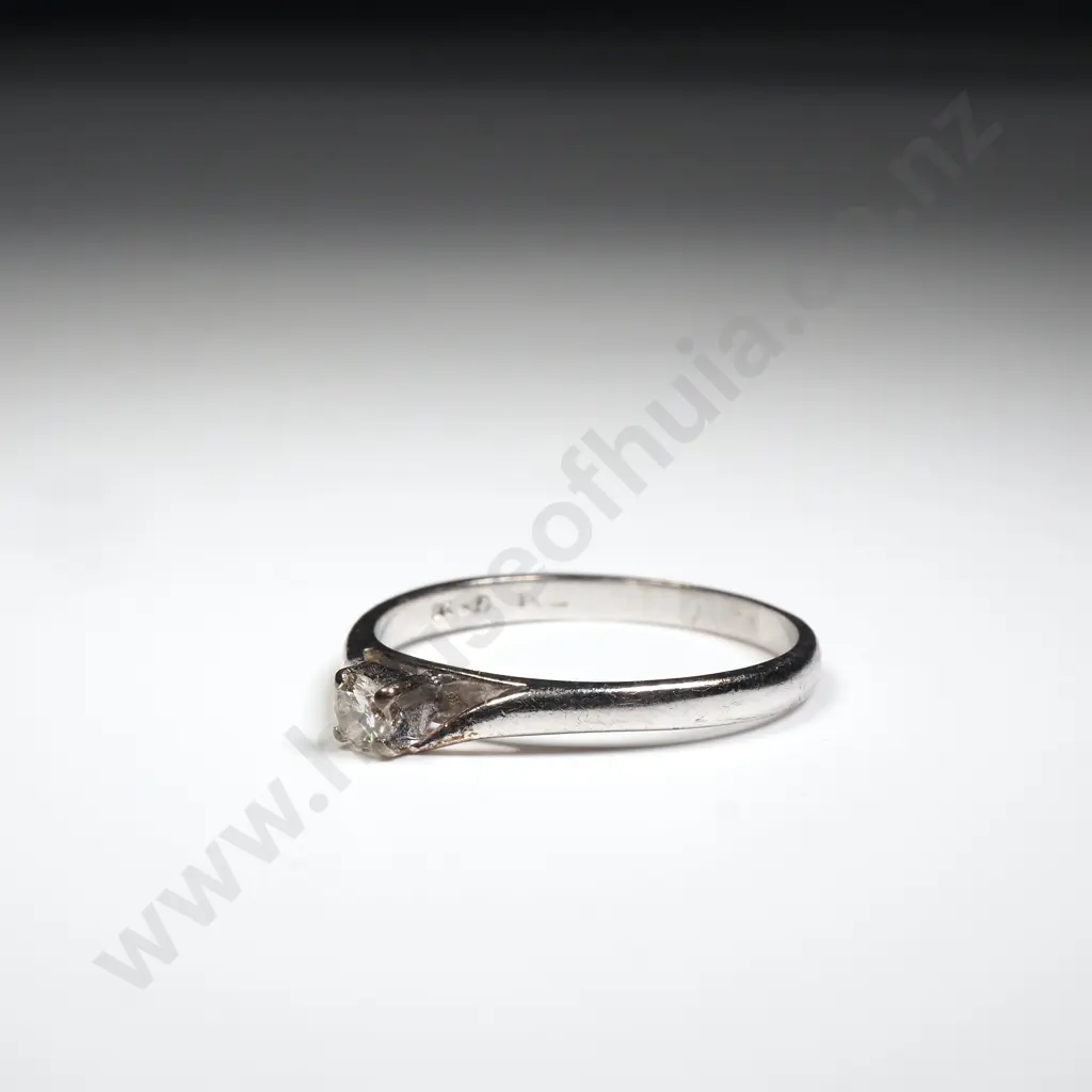 9ct White Gold Diamond Solitaire Ring Image 1++