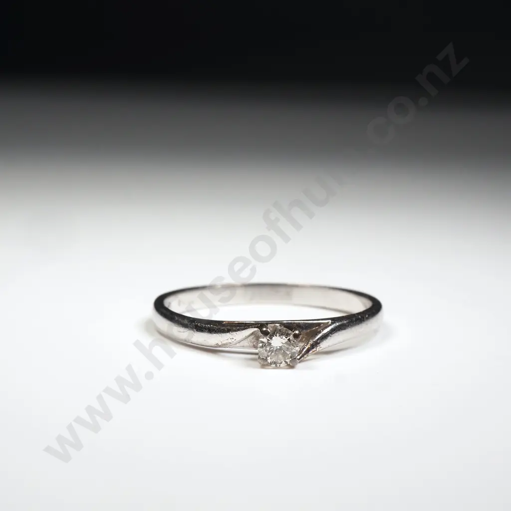 9ct White Gold Diamond Solitaire Ring Image 1++