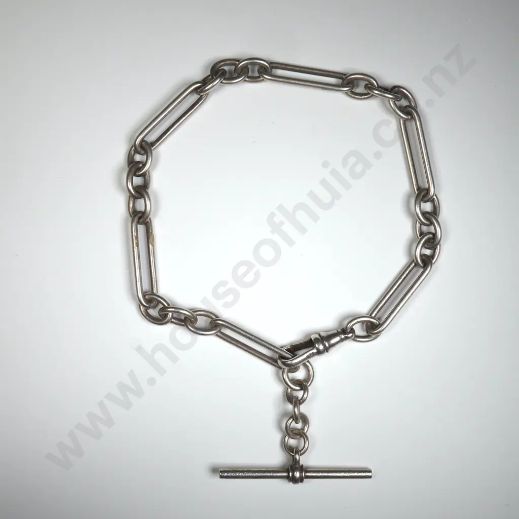 Sterling Silver Paperclip Link Bracelet w T Bar Image 1++