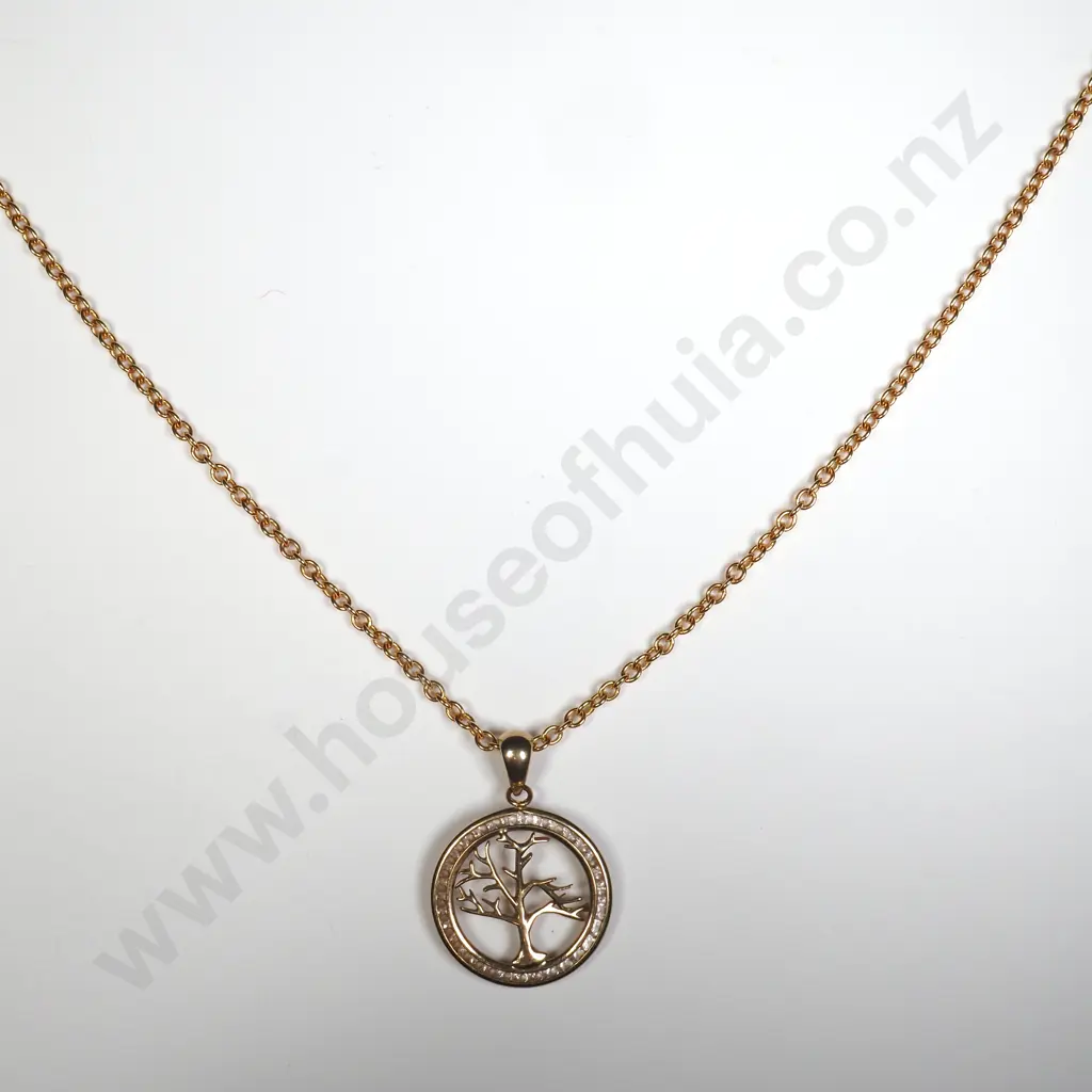 9ct Gold Tree of Life Pendant & 9ct Gold Chain Image 1++