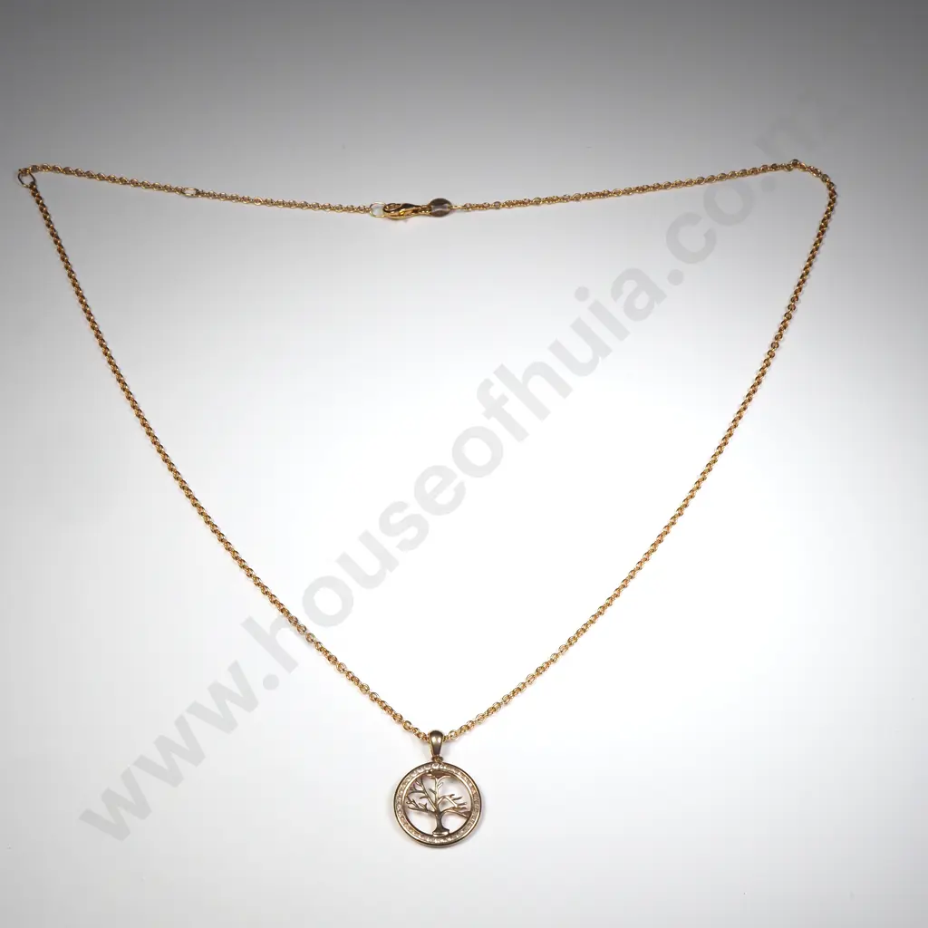 9ct Gold Tree of Life Pendant & 9ct Gold Chain Image 1++