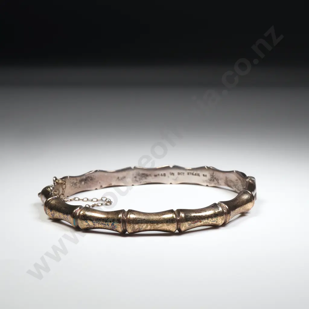 1/5 9ct Gold Sterling Silver Hinged Bamboo Bracelet Image 1++
