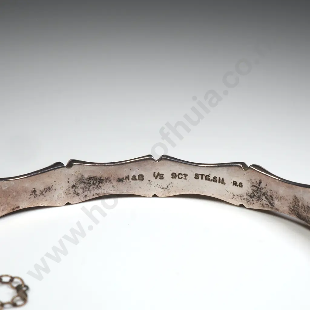 1/5 9ct Gold Sterling Silver Hinged Bamboo Bracelet Image 1++