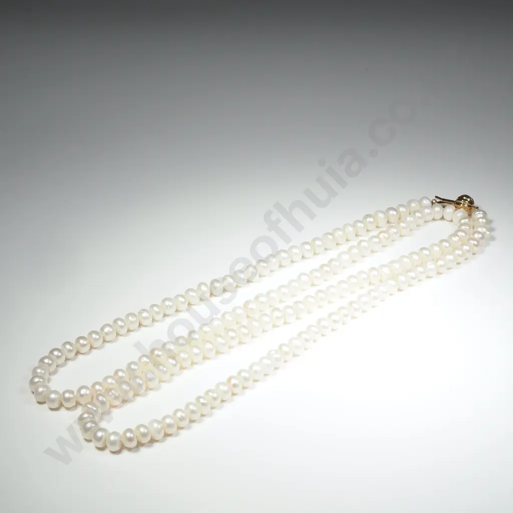 14ct Gold Clasp Pearl Necklace Image 1++