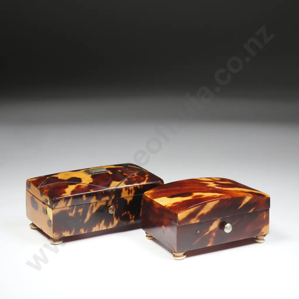 Small Tortoiseshell Trinket Box w Silver Plate Cartouche Image 1++