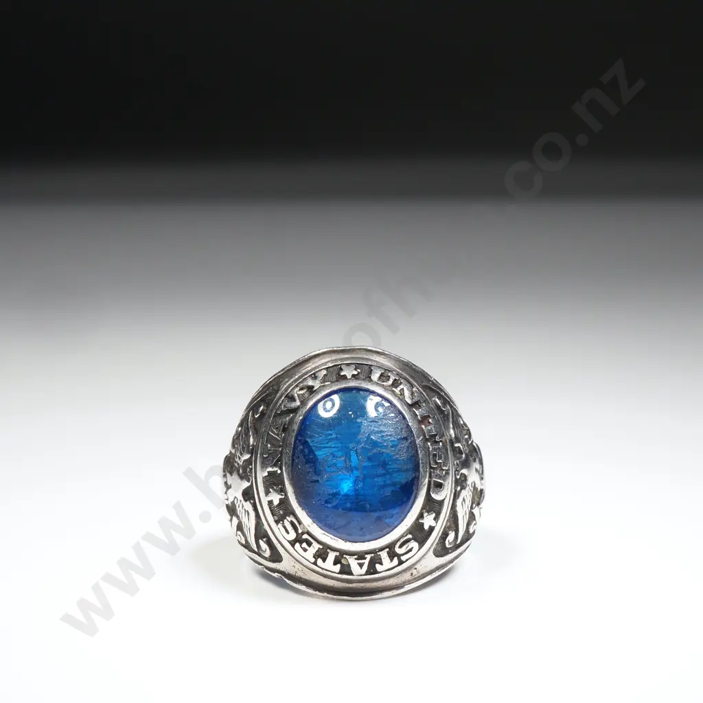 Vintage Sterling Silver United States Navy Ring Image 1++