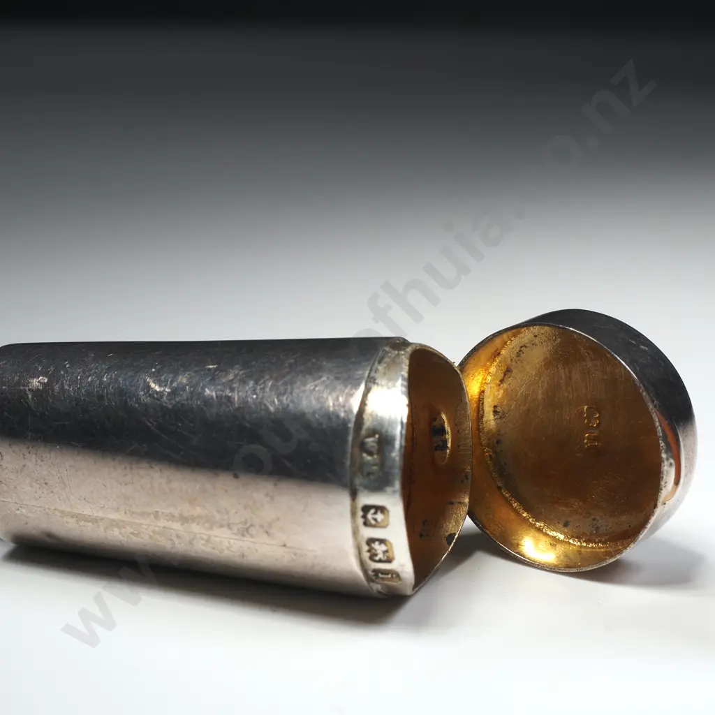 Sterling Silver Cigar Holder Case w 9ct Gold & Amber Cigar Holder Image 1++