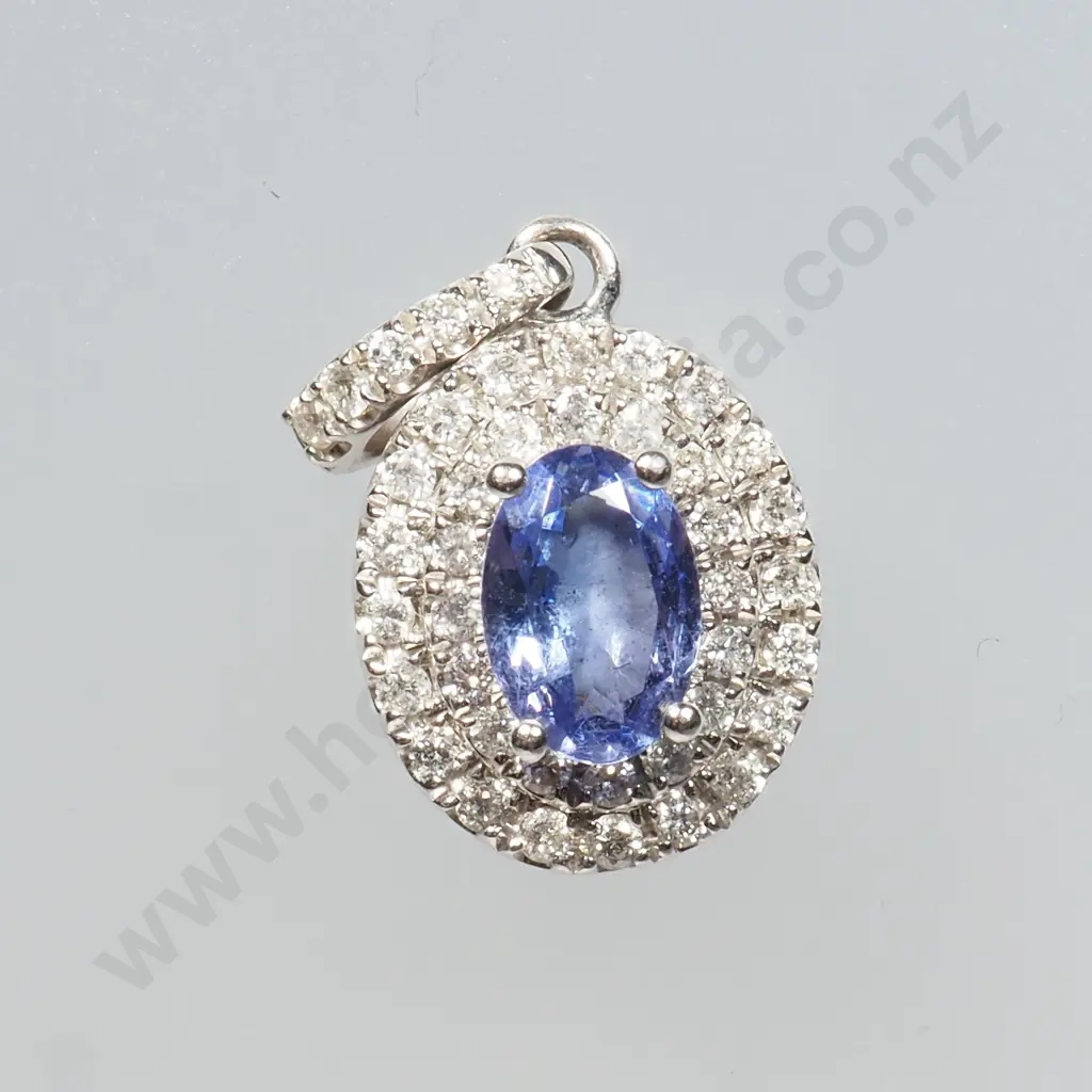 10ct White Gold Diamond & Tanzanite Pendant by Michael Hill Image 1++