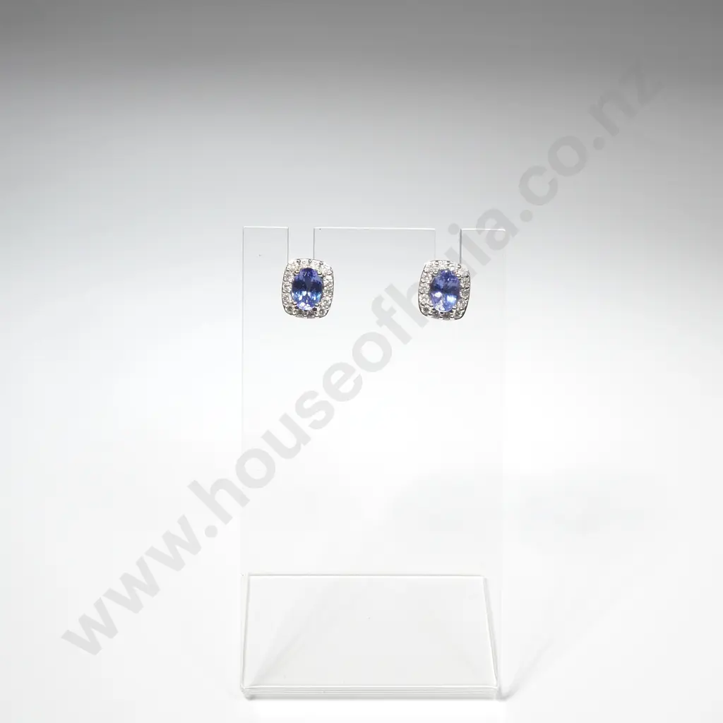 14ct White Gold, Diamond & Tanzanite Earrings by Michael Hill w Valuation for $5,999.00 Image 1++