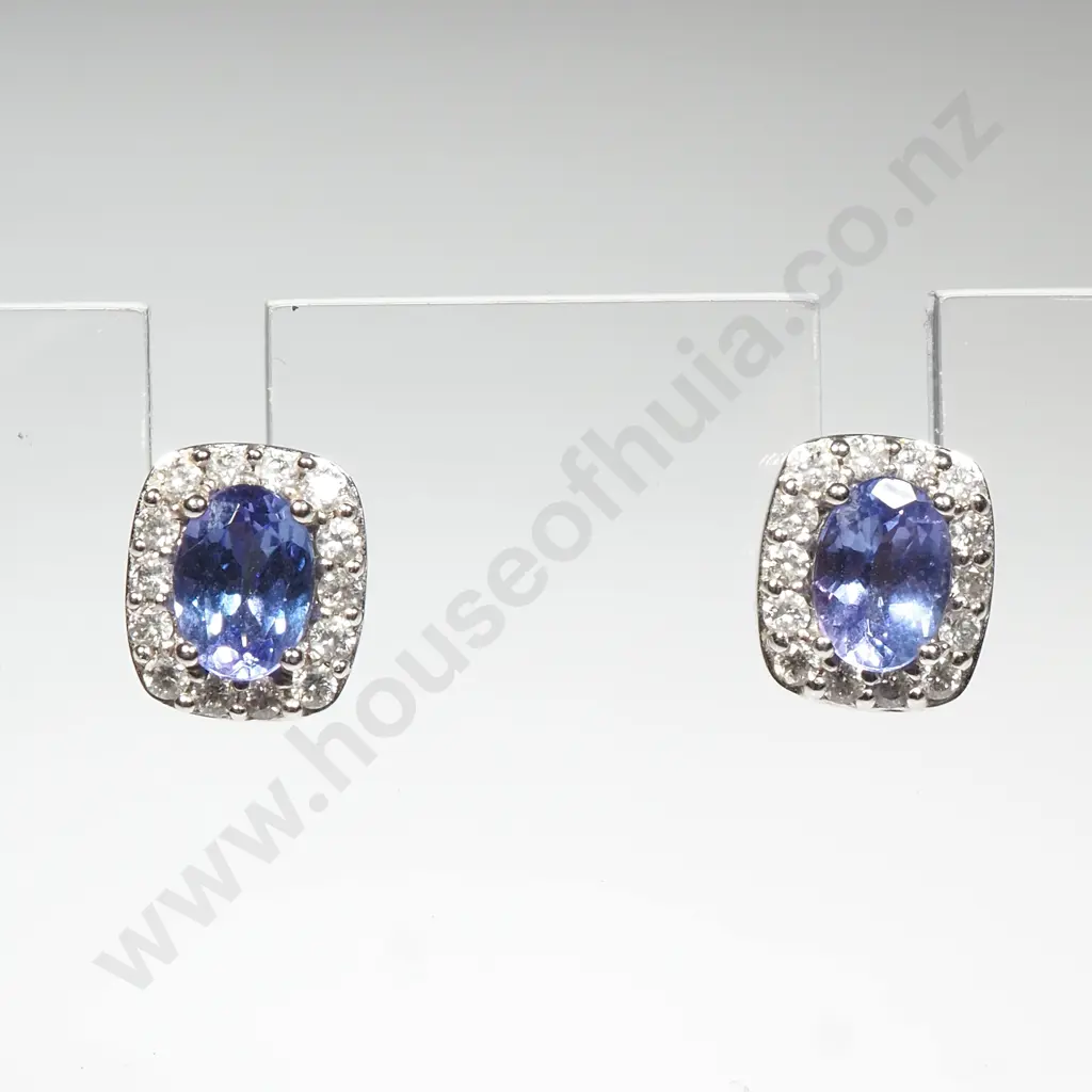 14ct White Gold, Diamond & Tanzanite Earrings by Michael Hill w Valuation for $5,999.00 Image 1++