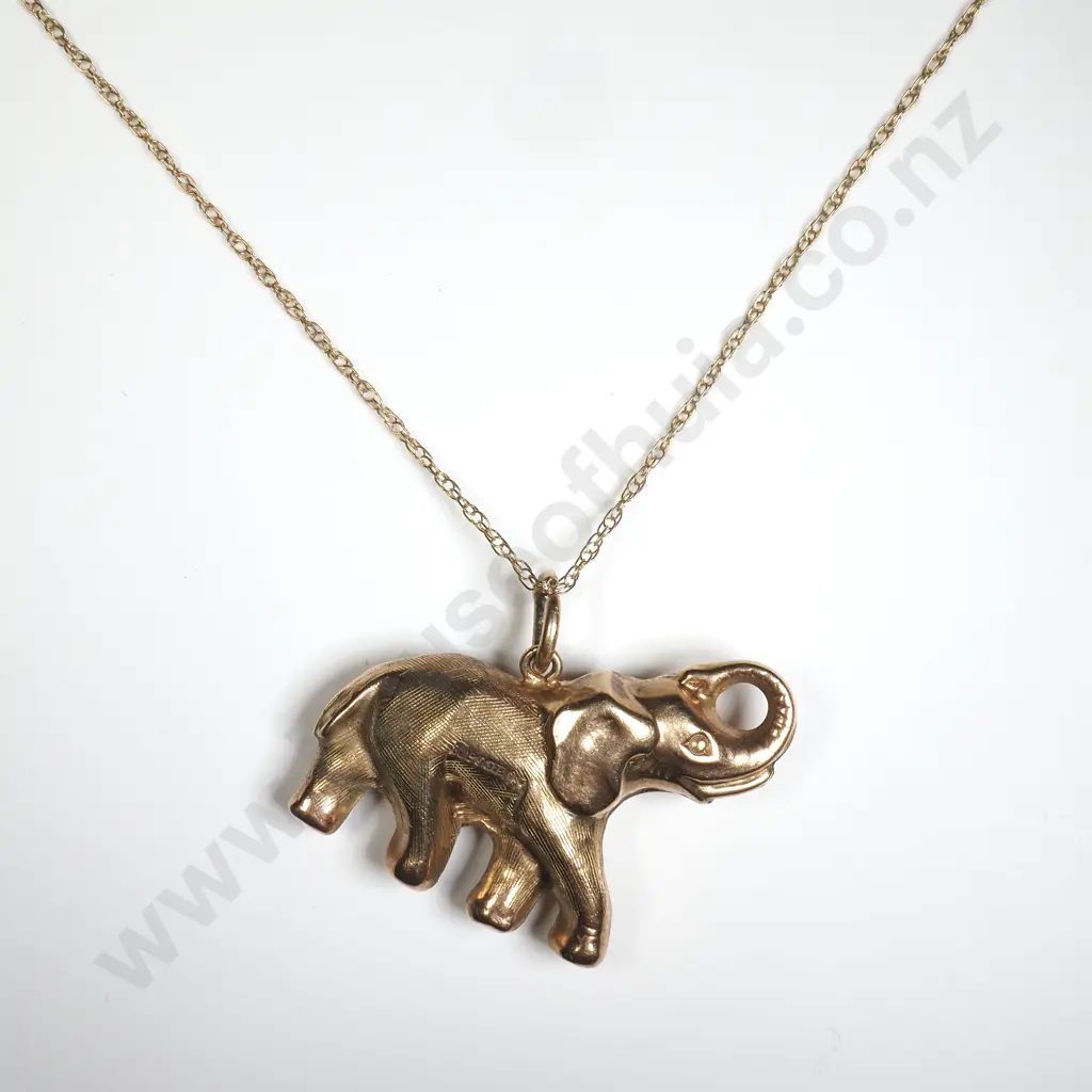 Vintage 9ct Gold Elephant Pendant w English Hallmarks Image 1++