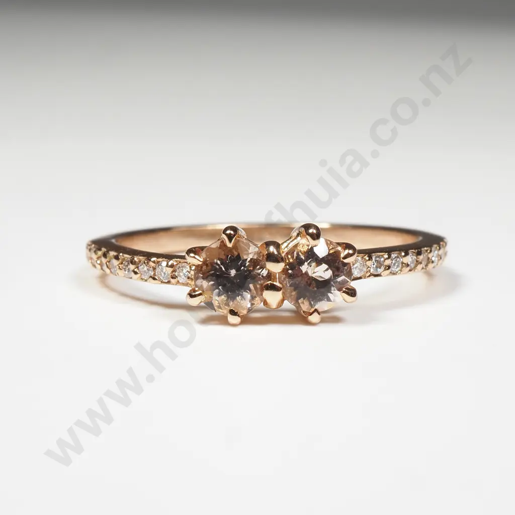 Meadowlark 9ct Rose Gold Morganite & Diamond Ring Image 1++