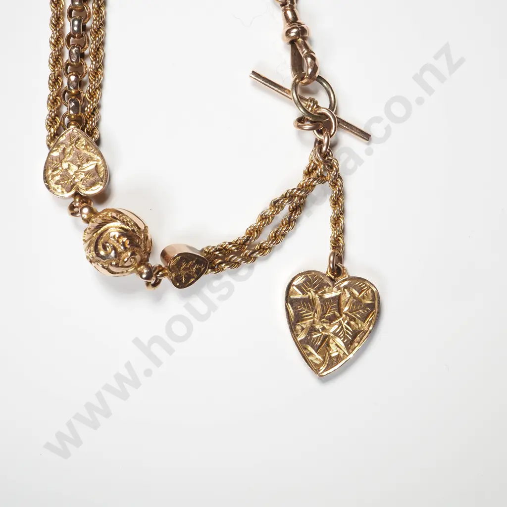 Exceptional Antique 9ct Gold Fancy Link Albertina Style Bracelet in Period Jewellery Case Image 1++