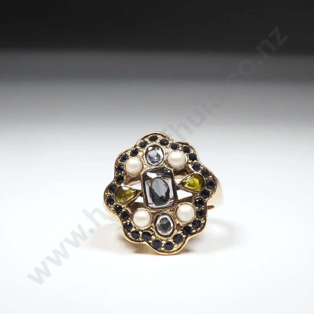 Gilt & Coloured Stone Ring Image 1++