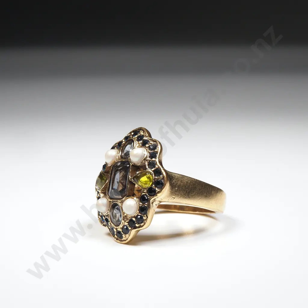 Gilt & Coloured Stone Ring Image 1++