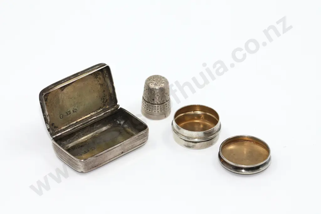 Sterling Silver Pill Bottle & Sterling Silver Thimble Image 1++