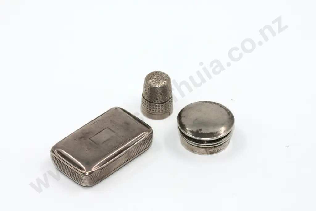 Sterling Silver Pill Bottle & Sterling Silver Thimble Image 1++