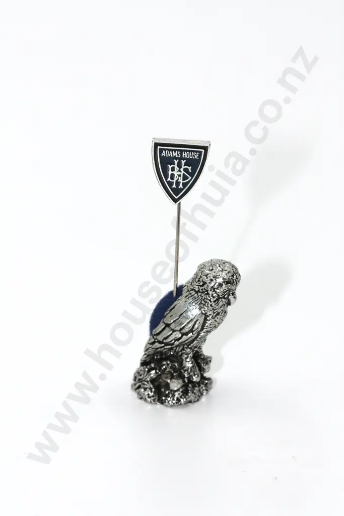 Decorative Pewter Owl Pin Cushion & School Pin Image 1++