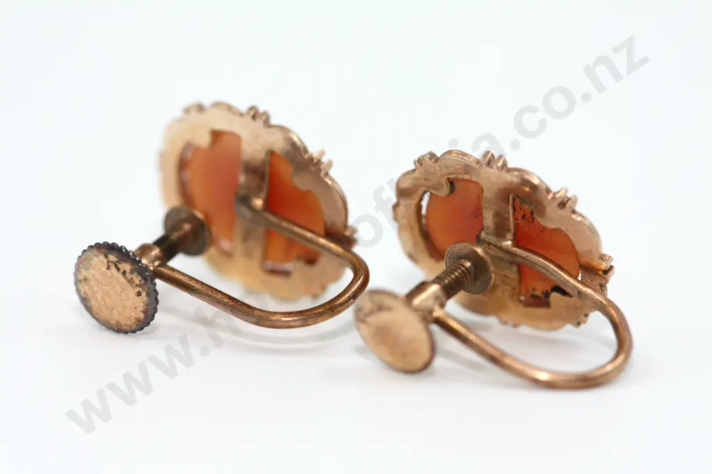 9ct Gold Cameo Earrings Image 1++