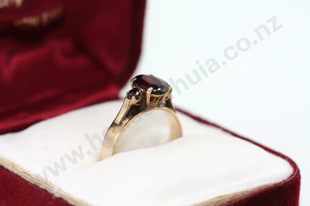 9ct Garnet Gold Ring Image 1++