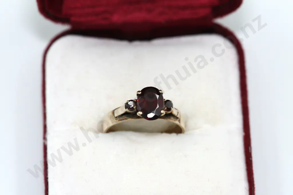 9ct Garnet Gold Ring Image 1++