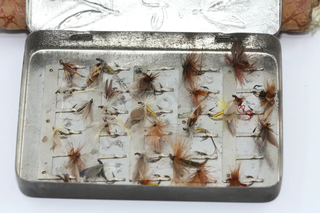 Tin of Fishing Flys & Fly Book Image 1++