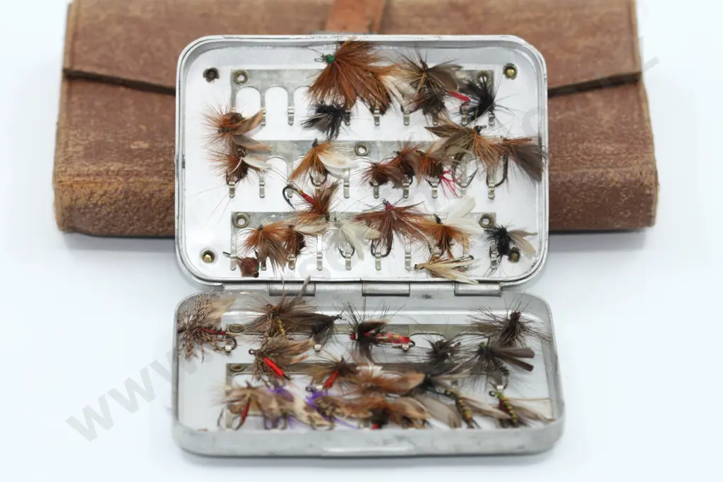Tin of Fishing Flys & Fly Book Image 1++