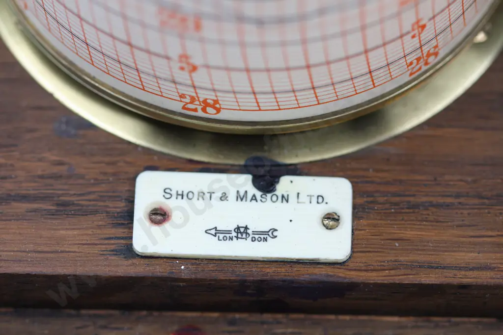 Mahogany Cased Short & Mason Barograph Image 1++