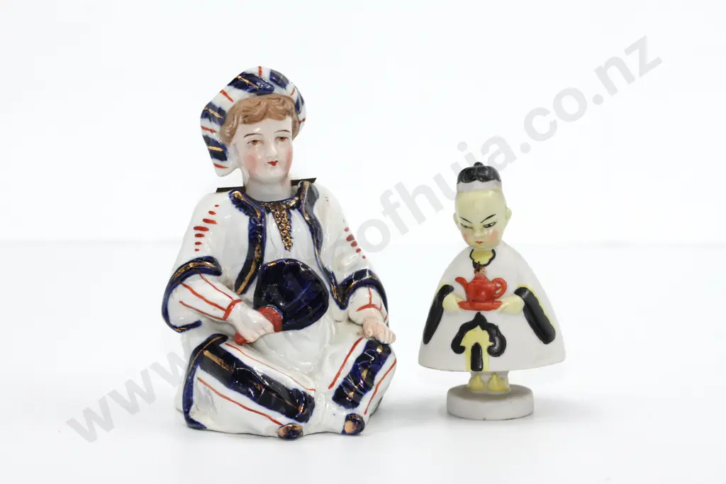 A Porcelain Bobble Head Jester Boy & A Oriental Bell Image 1++