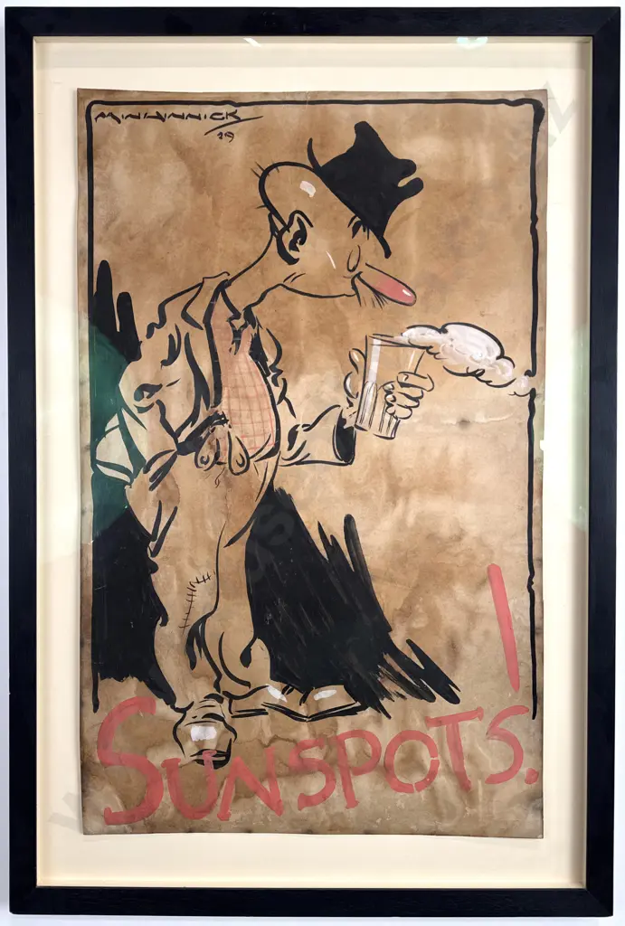 Sir Gordon Minhinnick -  'Sunspots' - Large Hand Painted Caricature Painting on Paper, 1929 Image 1++