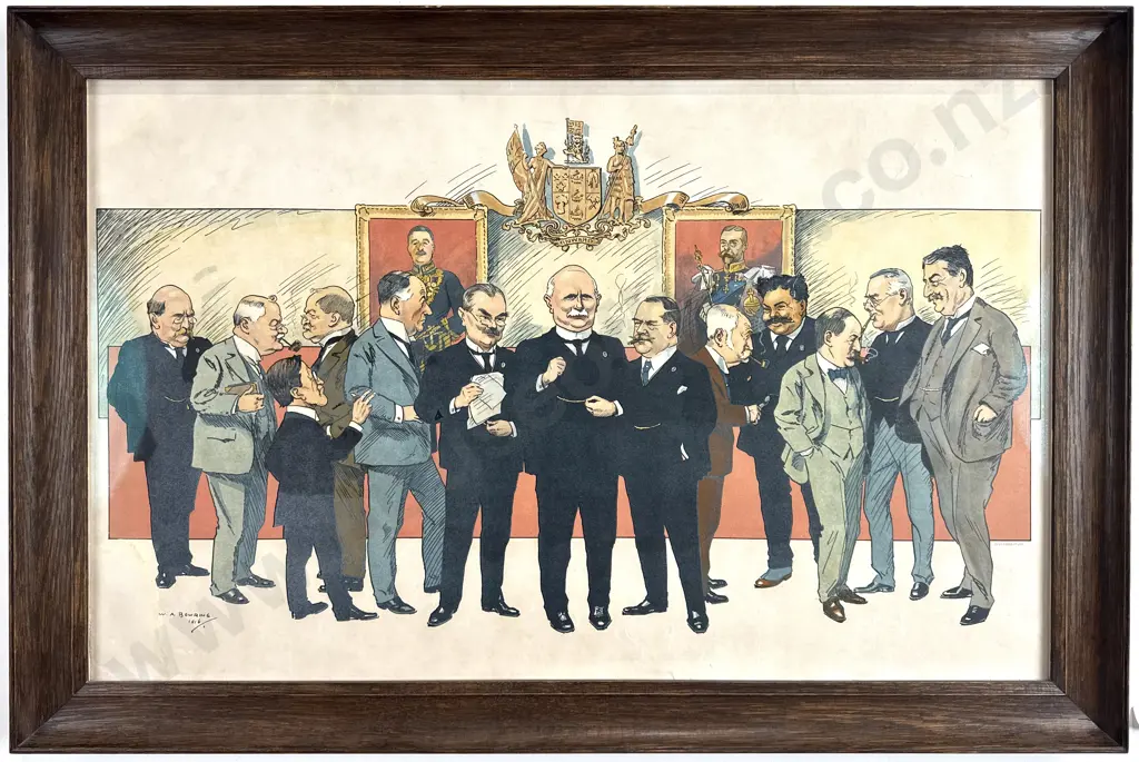 Walter Bowring - William Massey’s Reform Party Cabinet, Lithograph (1916) Image 1++