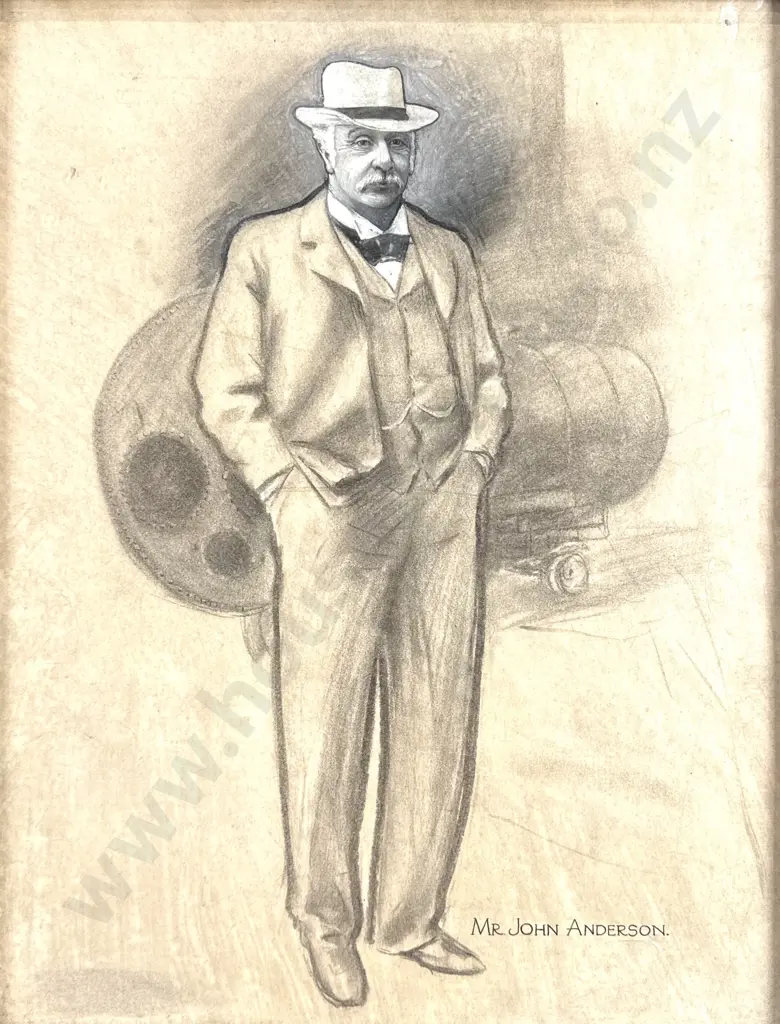 Walter Bowring - 'Mr. John Anderson.', Graphite & Gouache on Board Image 1++