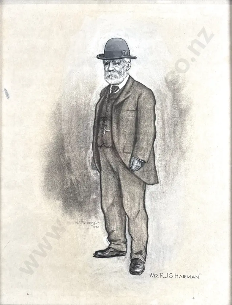 Walter Bowring - R.J.S Harman, Ink, Graphite & Gouache on Board (1901) Image 1++