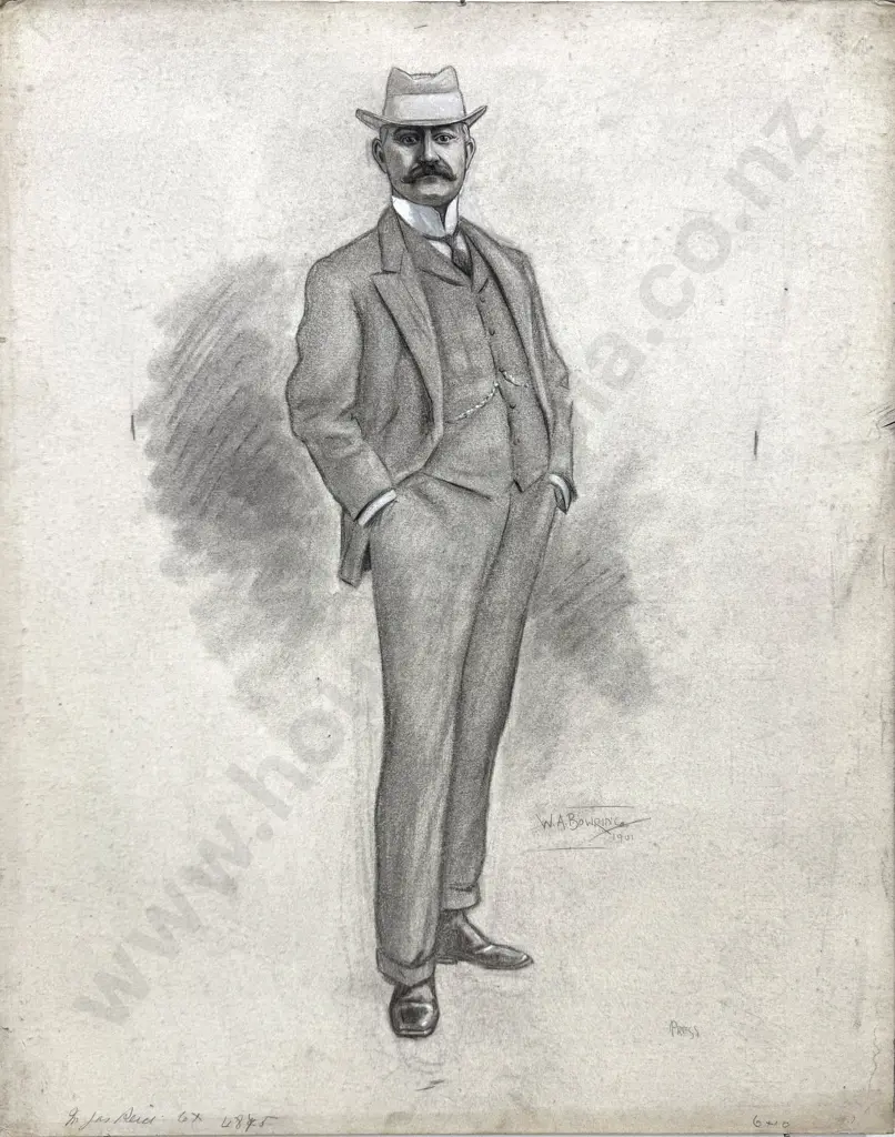 Walter Bowring - Mr Reid, Graphite, Ink & Gouache on Board - 1901 Image 1++