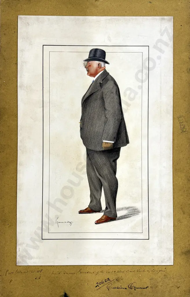 Kennaway Henderson - President of the East & West Coast Railway League, Graphite & Gouache on Board Image 1++