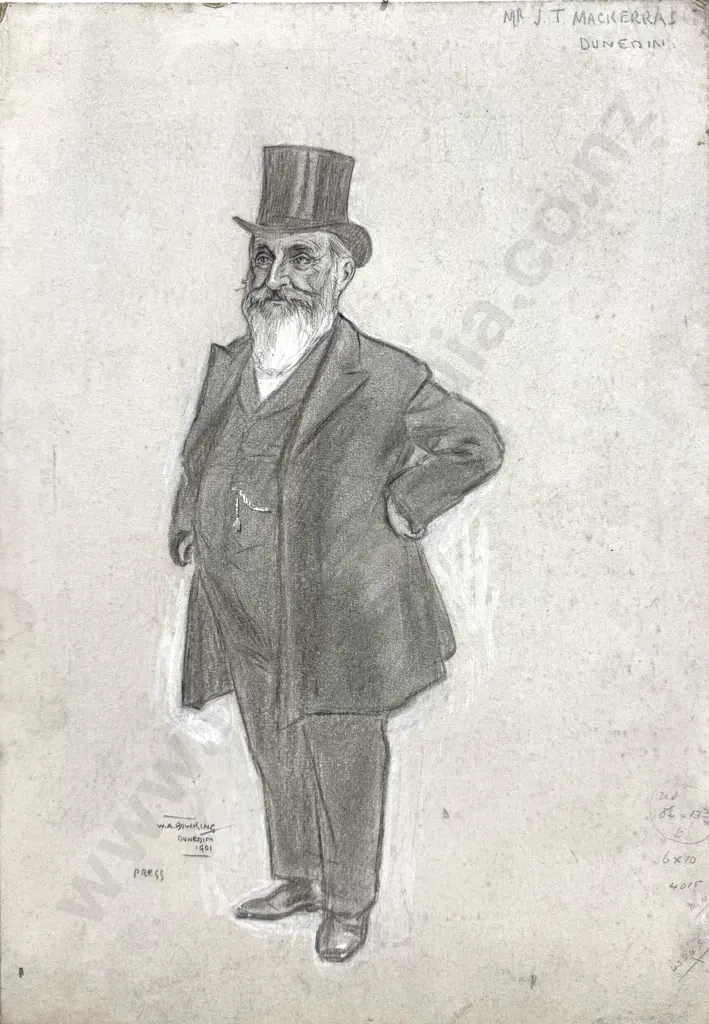 Walter Bowring - Mr J T MacKerras, Graphite, Ink & Gouache on Board - 1901 Image 1++
