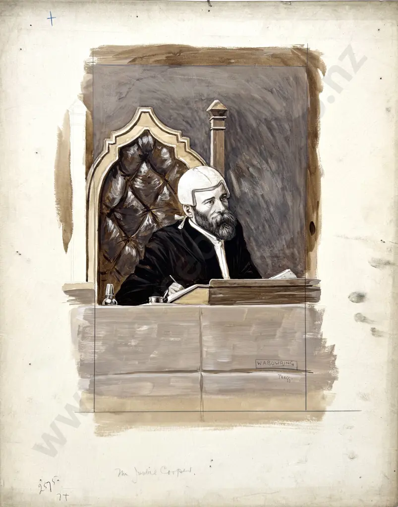 Walter Bowring - Justice Cooper, Ink & Gouache on Board Image 1++