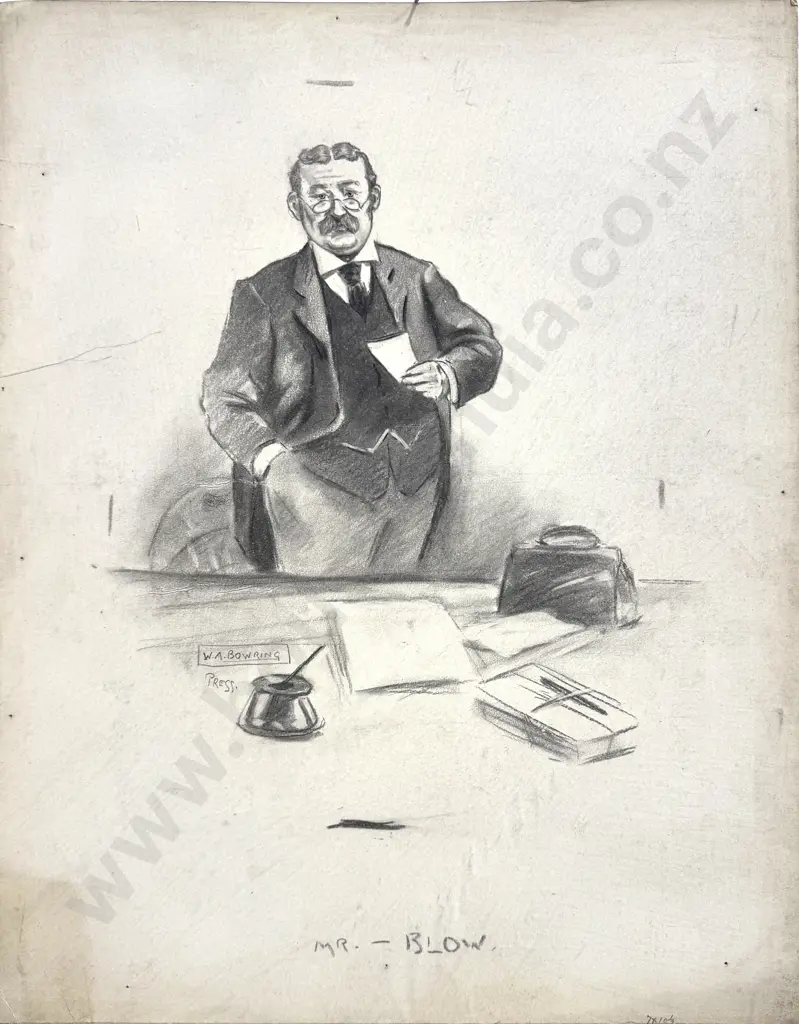 Walter Bowring - 'Mr, - Blow', Graphite on Board Image 1++