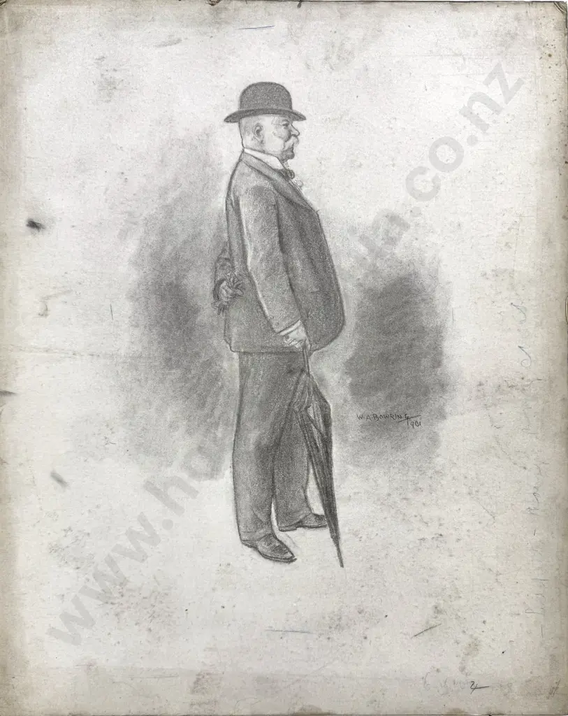 Walter Bowring - Un-named, Graphite & Gouache on Board - 1901 Image 1++